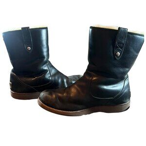 Ugg Black Leather Fur Heavy Duty Boots